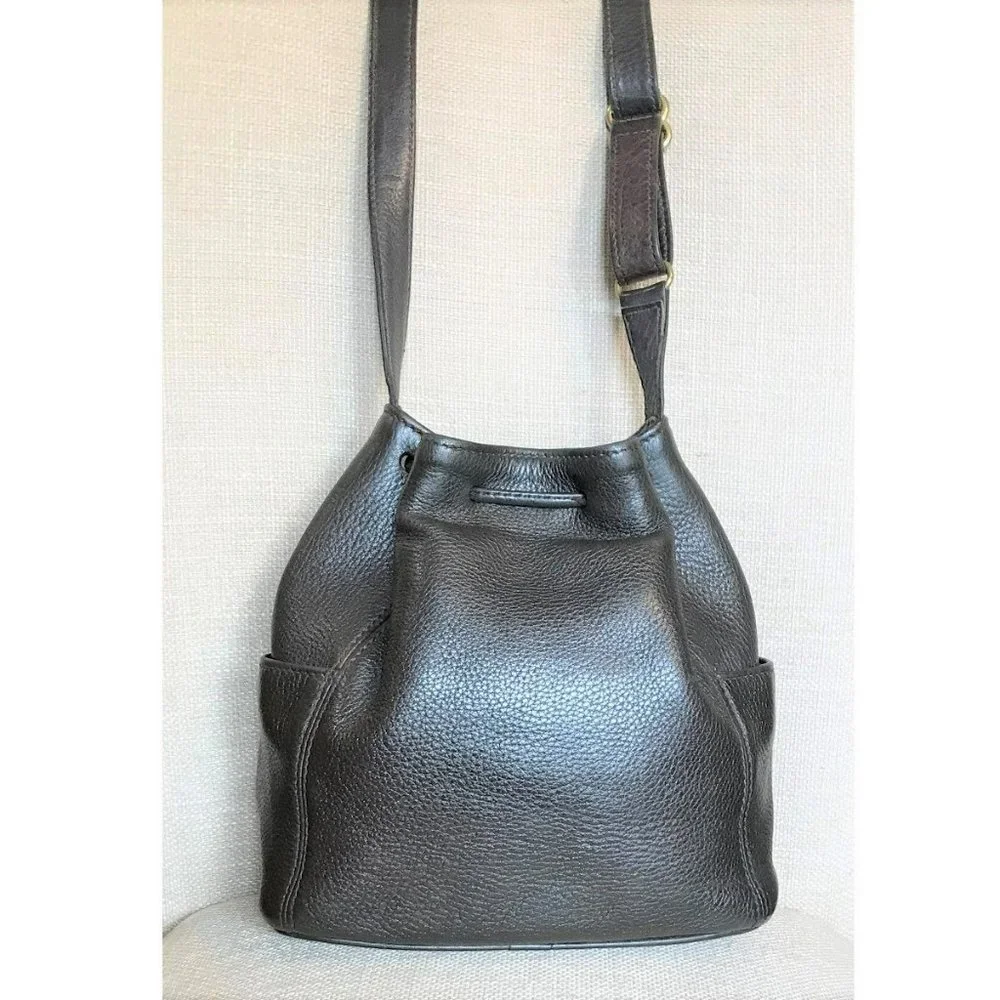 Vintage Coach Sonoma Dark Brown Leather Drawstring Bucket Bag Crossbody Purse